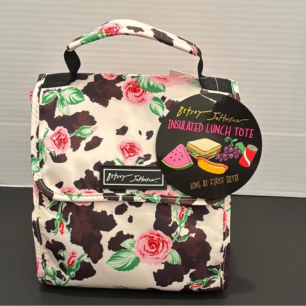 Betsey Johnson Rose 🌹 Print and Cow 🐄 Pattern Lunch Tote